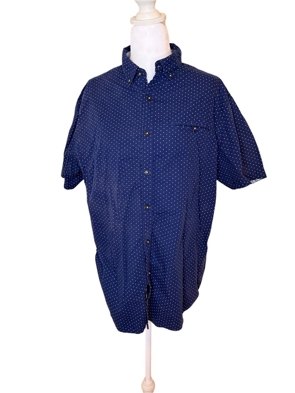 Denim and Flower Ricky Sing H Men's Navy Dot Short-Sleeve Button-Down Shirt